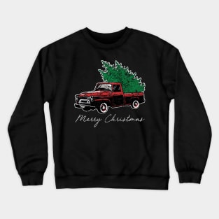 Merry Christmas Retro Vintage Red Truck Crewneck Sweatshirt